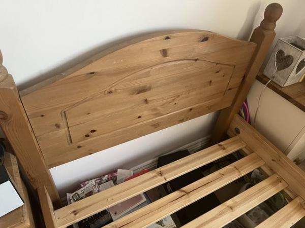 Image 1 of Pine single bed with carved acorn features