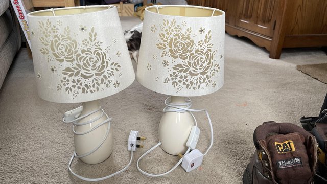 Preview of the first image of Pair Cream Coloured Lamps.