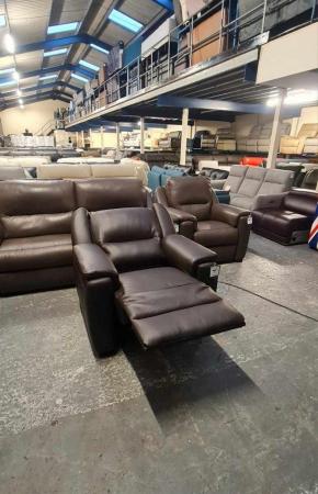 Image 11 of Avola dark brown leather electric recliner armchair