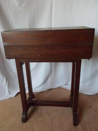 Image 6 of Victorian Oak writing slope on stand, mini desk sewing box