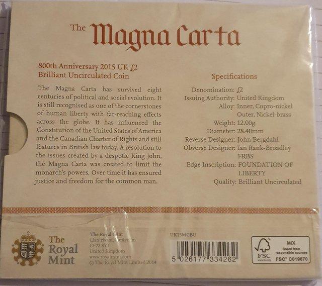 Preview of the first image of Royal Mint The Magna Carta 800th Anniversary 2015 UK £2.