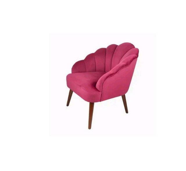 Preview of the first image of Borello Raspberry Velvet Shell Chair w/ Walnut Effect Legs -.