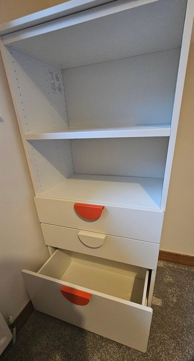 Preview of the first image of IKEA SMÅSTAD / PLATSABookcase, white with 3 drawers.
