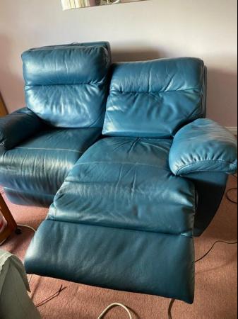 Image 3 of Leather two seater Sofa - Electric Recliner
