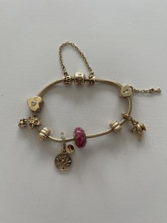 Image 1 of Pandora 14k bracelet & charms - cleaned