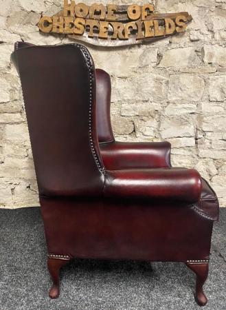 Image 2 of Queen Anne Wingbacked Armchair Oxblood LeatherQueen Anne Arm