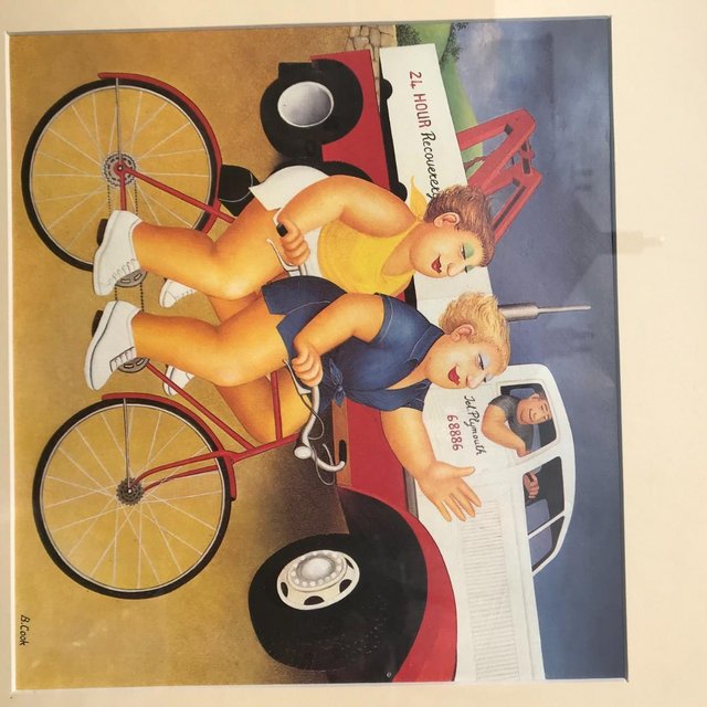 Preview of the first image of Beryl Cook Framed Print - Wheels.