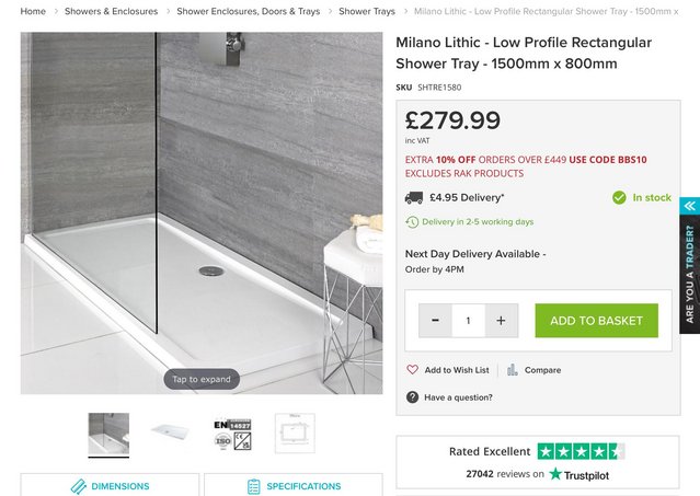 Preview of the first image of LowProfile Luxury Bathroom Shower Tray.