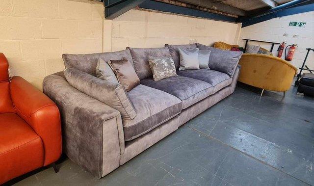 Image 6 of Emperor in Lucerne Silver mix fabric large 4 seater sofa