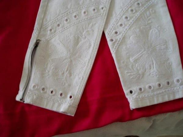 Image 2 of White Next stretch skinny trousers size 10 with ankle zip