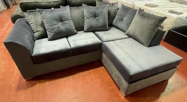 Preview of the first image of DIAMOND BYRON GREY PLUSH CORNER SOFA.