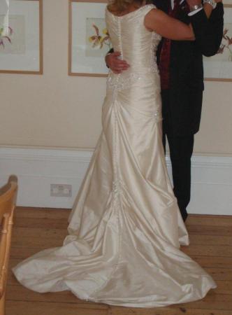 Image 2 of Wedding dress-Ivory Satin with ivory beaded embellishment