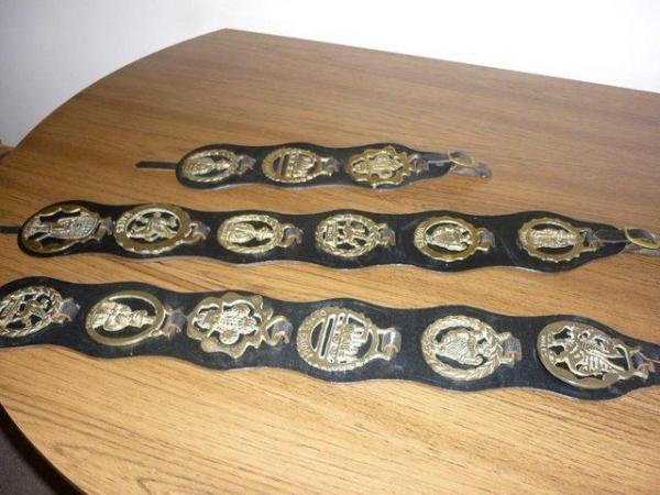 Image 3 of Three Martingales with Horse Brasses
