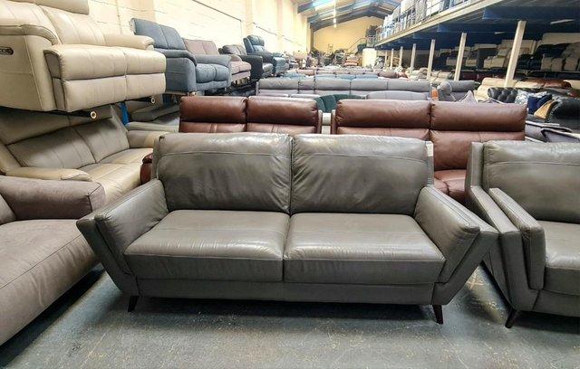 Image 11 of Ex-display Fellini grey leather 3+2 seater sofas