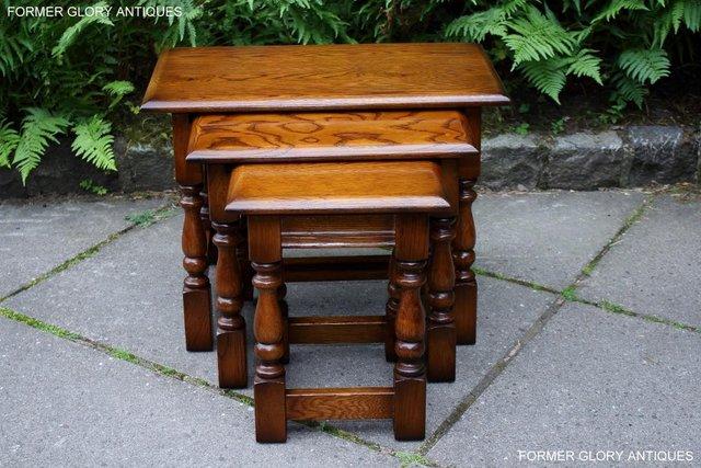 Image 10 of AN OLD CHARM LIGHT OAK NEST OF TABLES COFFEE TEA TABLE SET