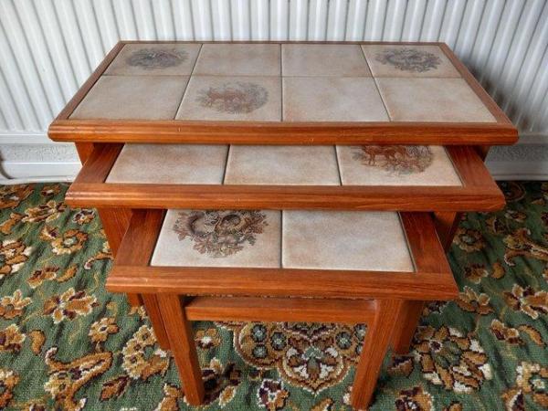 Image 3 of Vintage Tiled Nest of Three Tables - price reduced