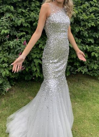 Image 1 of Prom dress silver jewelled fish tail