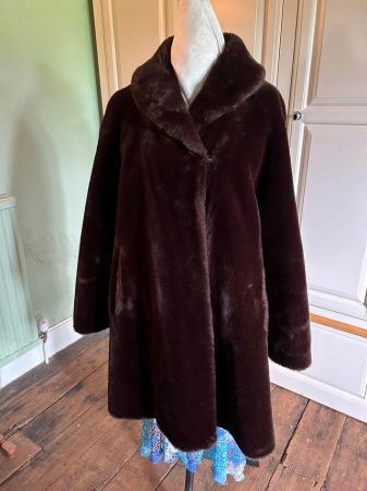 Image 1 of Faux Fur coat dark brown size 16