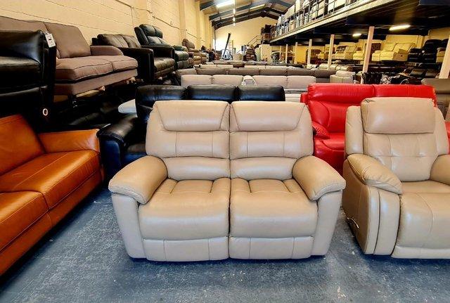 Image 16 of La-z-boy Staten cream leather sofa and chair