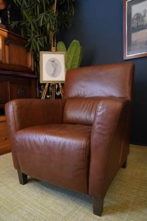 Image 15 of Mid Century Vintage Real Conker Brown Leather Armchair