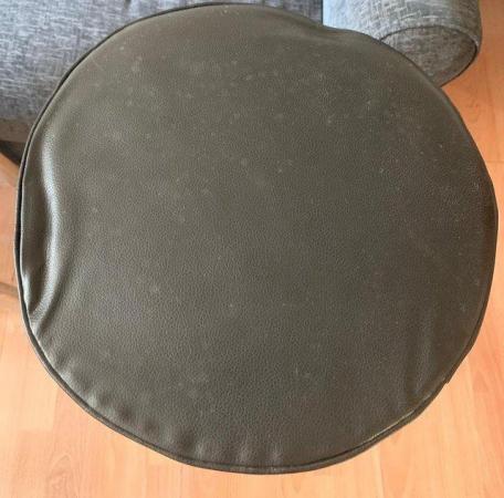 Image 2 of Black leather top bar / kitchen stool
