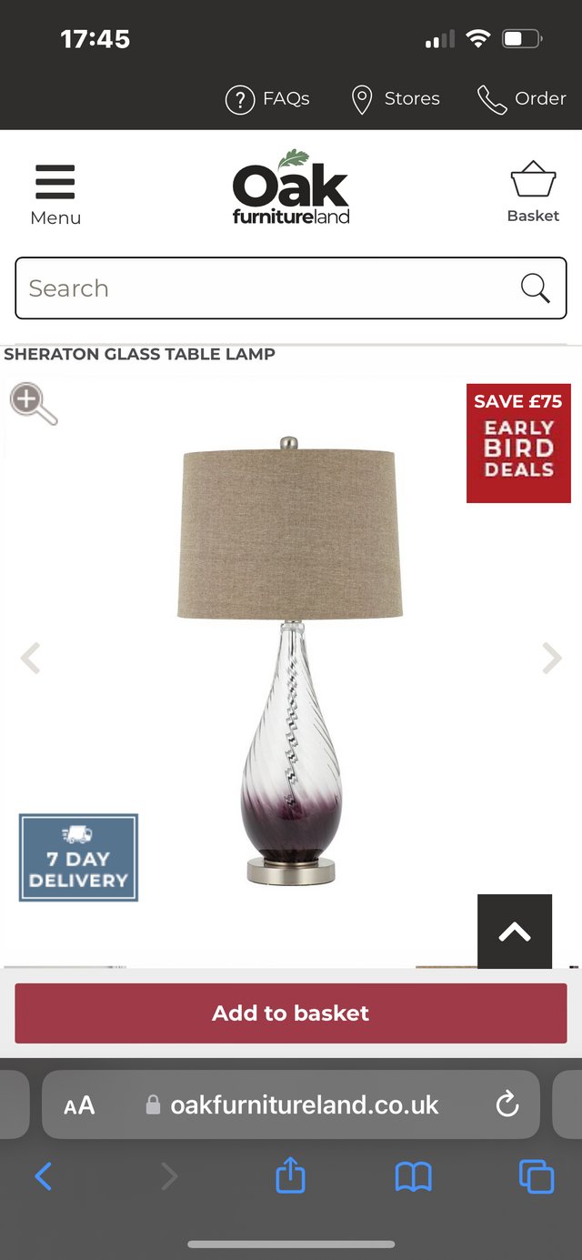 Preview of the first image of Sheraton Lamp- Oak Furniture Land.
