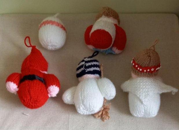 Image 2 of Hand Knitted Christmas Tree Decorations x 5