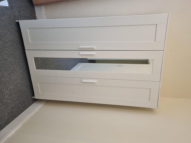 Preview of the first image of IKEA Brimnes wardrobe 3 doors 117x190 white mirror door.