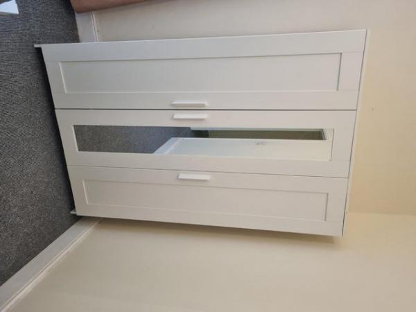 Image 1 of IKEA Brimnes wardrobe 3 doors 117x190 white mirror door