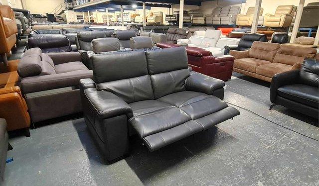 Image 8 of Laurence dark grey leather electric recliner 2 seater sofa