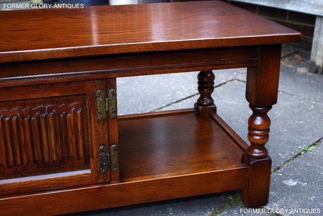 Image 34 of OLD CHARM LIGHT OAK LONG WINE COFFEE TABLE CABINET TV STAND