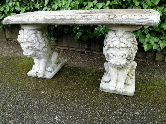 Preview of the first image of GOOD CONDITION! Stone concrete lion statue bench.
