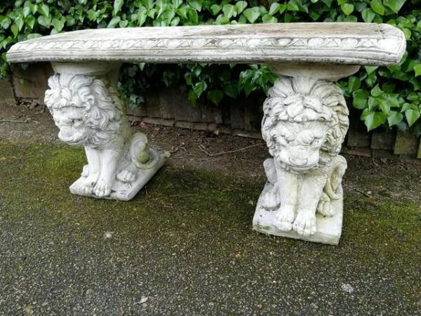 Image 1 of GOOD CONDITION! Stone concrete lion statue bench