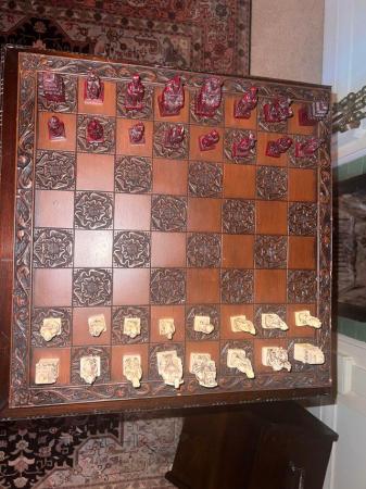 Image 1 of Brekely Chineses Themed Chess set , Vintage Resin Woodeffect