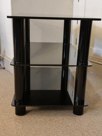 Image 2 of Black glass shelved TV table