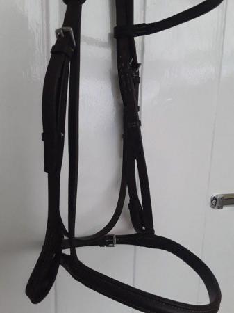 Image 3 of BROWN LEATHER COB BRIDLE WITH BROWBAND AND STITCHED NOSEBAND