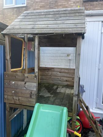 Image 3 of Wooden playhouse with slide