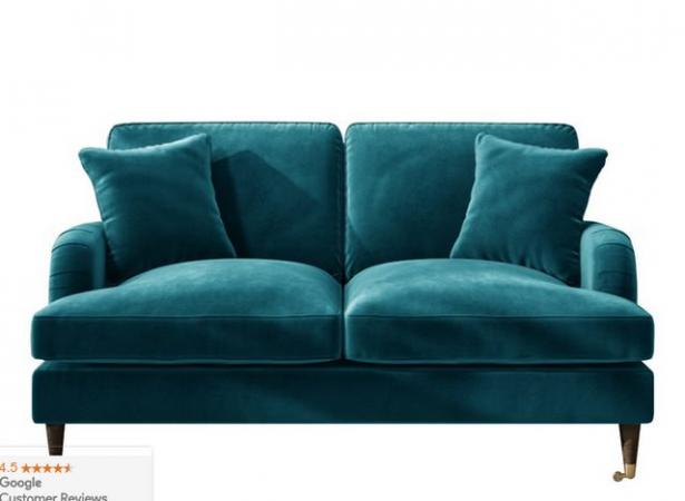 Image 1 of Payton Velvet 2 Seater Teal Sofa