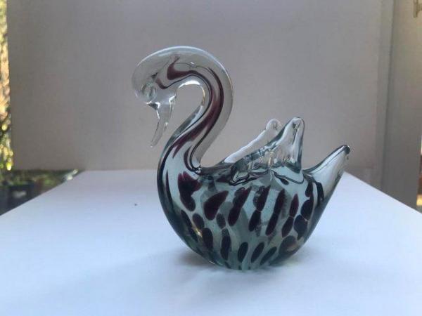 Image 3 of Glass swan 1980s brown and white marketing