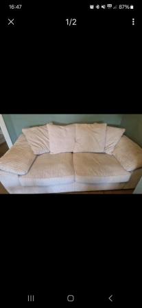 Image 2 of 3 seater sofa,cream  x2 excellent condition
