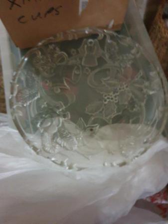 Image 2 of Embossed Glass Christmas Platter