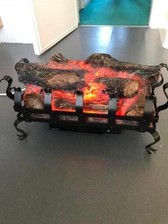 Image 3 of Log effect & wrought iron -electric fire ( insert / hearth)