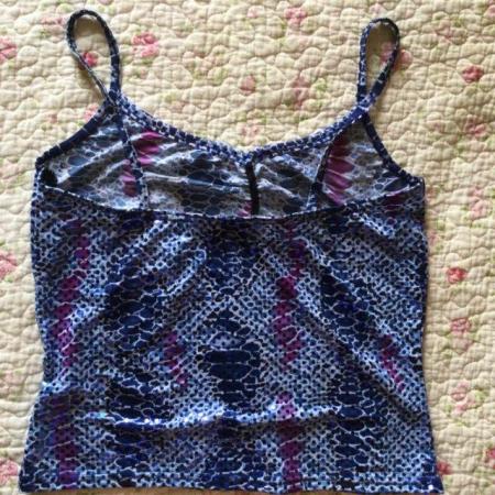 Image 3 of Stunning Vtg 90s NEW LOOK Blue & Purple Sequin Strappy Top