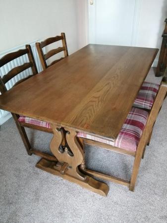 Image 1 of Solid Oak Refectory Old Charm Dining Table and Chairs