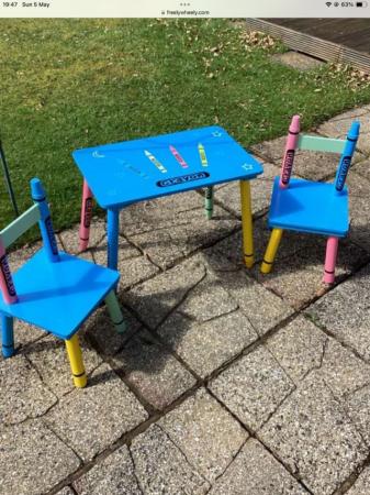 Image 1 of CRAYON brand child’s table and two chairs