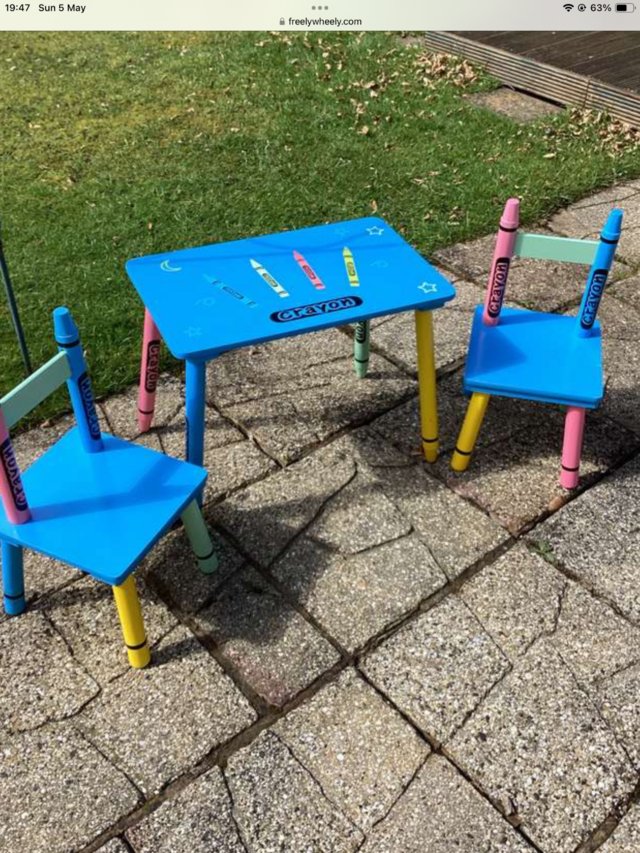 Preview of the first image of CRAYON brand child’s table and two chairs.