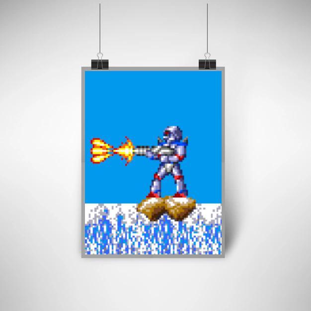 Preview of the first image of Turrican Retro Gaming - A4 Pixel Art Print.