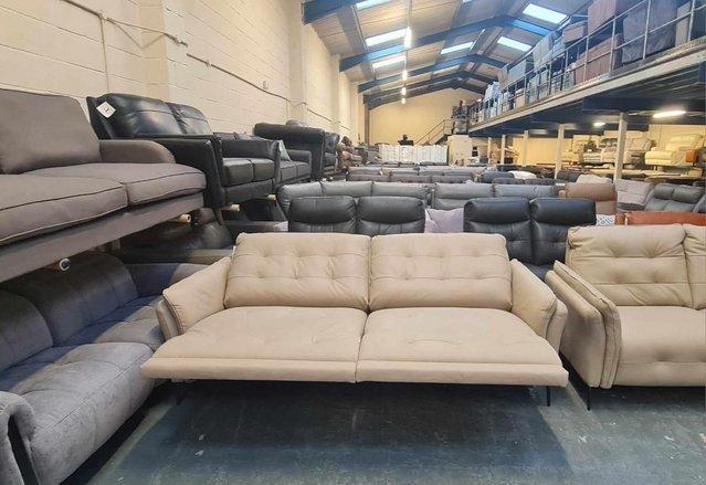 Image 11 of Bolzano cream leather 3+2 seater sofas and armchair
