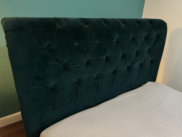 Image 1 of Green Velvet King Size Bed