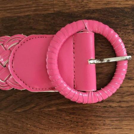 Image 2 of Vintage 1990's pink faux leather plaited, braided belt.
